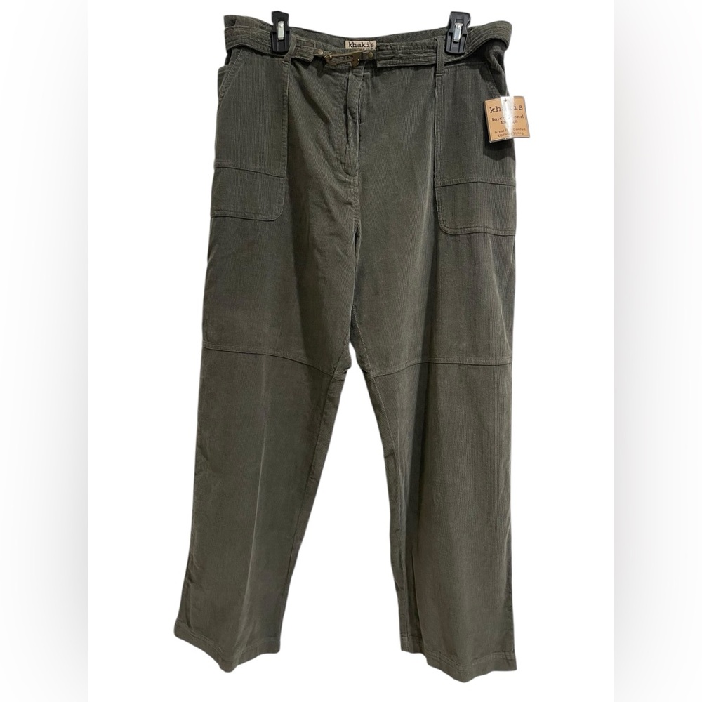 Khakis Corduroy Cargo Belted Dark Olive Pants Size 16